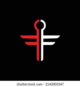 Initial letter F logo with cross design concept