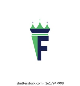 Initial Letter F logo. Letter F logo with crown