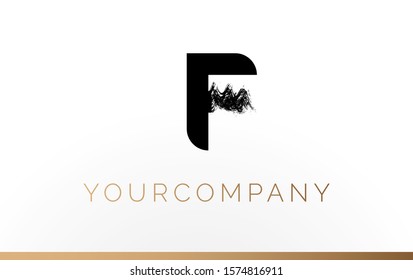 Initial Letter F Logo Design Template Element. With Brush Paint Stroke