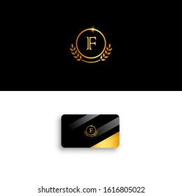 Initial letter F logo design template with Ears of Wheat,  Rice,  Vector Illustration