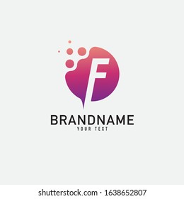 Initial letter F Logo Design with Molecule element. Technology logo in the form of atoms. network connection icon, share symbol. - vector