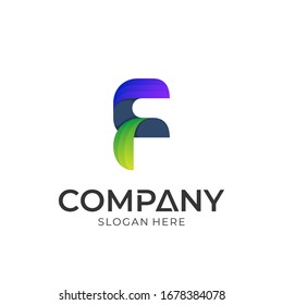 Initial letter f logo design. Simple and colorful logo style.