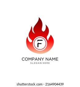 Diseño del logotipo de la letra inicial F con forma de llama de fuego, concepto de diseño, símbolo creativo, negocios de iconos o corporativos.