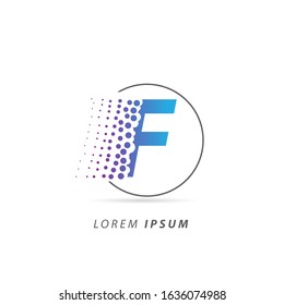 Initial Letter F Logo with Dots. Fast Logo Design Vector Template 