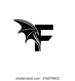 La letra inicial del logotipo F y el símbolo de las alas Dragon. Elemento de diseño de Wings, icono inicial del logotipo de la letra F, plantilla de logotipo inicial