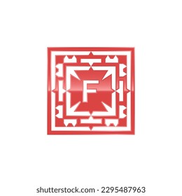Initial letter F logo, elegant square emblem pattern.