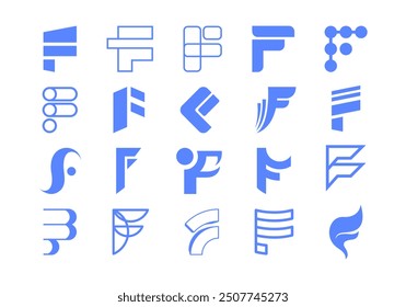 Initial Letter F Logo Element Set