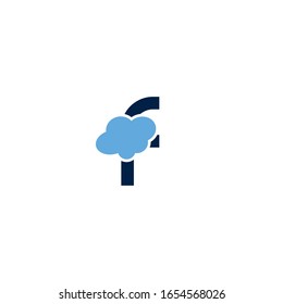 Letra inicial del logotipo con elemento de nube plana. La plantilla de diseño creativo se puede utilizar para web, diseño móvil, empresa e icono. Ilustración vectorial en minúsculas aisladas en fondo blanco.