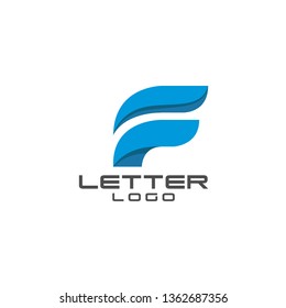 initial Letter F logo icon design template elements blue color