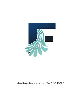 Initial Letter F logo icon abstract nature vector design concept  water wave drop with blue color with letter F for business or brand identity.