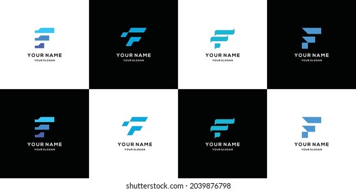 Initial letter F logo icon set design for business of fashion digital technology