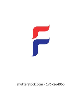 initial letter F logo, line art style design template