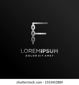 Initial Letter F Logo with Linked Chain