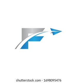 initial letter f logo Origami paper plane