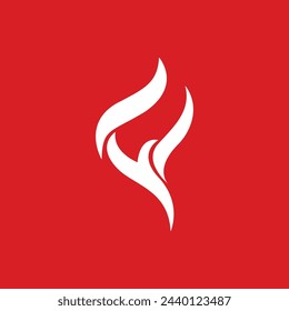 The initial letter f logo resembles fire, a fire logo with negative space in a fire style.