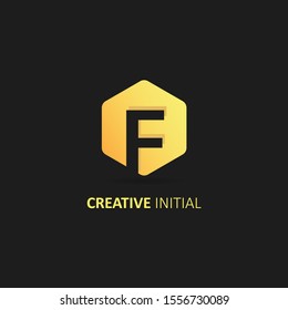 initial letter f logo with shape element design template dark concept