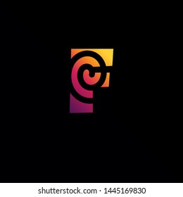 Initial Letter F Logo with Spiral Element