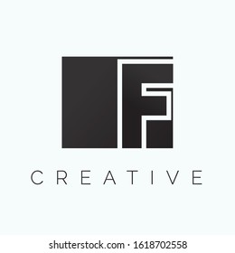 Initial Letter F logo with square symbol icon vector design template