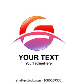 Initial letter F logo template colorfull circle swoosh design for business and company identity