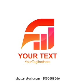 Initial letter F logo template colorfull graph stick chart design for business and company identity