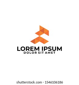 Initial letter F A logo template with modern geometric and low poly symbol in flat design pictogram illustration