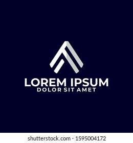 Initial letter A F logo template with arrow and mountain simplicity illustration in flat design monogram symbol