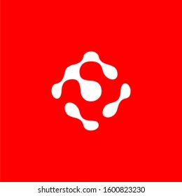 Initial letter F logo template with modern biology cell illustration in flat design monogram symbol