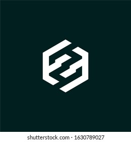 Initial letter F logo template with modern geometric 3d cube hexagonal illustration in flat design monogram symbol