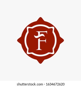 initial letter F logo template inside emblem