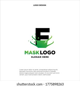 Initial letter F logo template with mask or shield illustration in flat design monogram symbol