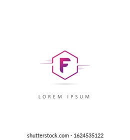 Initial Letter F Logo Vector Template with Hexagon Element