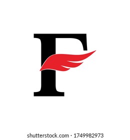 Initial letter 'F' logo and wings symbol. Wings design element, initial Letter 'F' logo Icon, Initial Logo Template