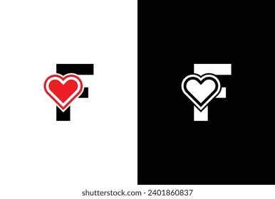 Initial Letter F Love Logo Design. Letter F Valentine logos vector, modern logo, Logo Designs Vector Illustration Template.