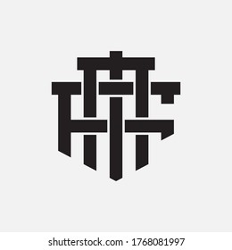 Initial letter F, M, FM or MF overlapping, interlock, monogram logo, black color on white background