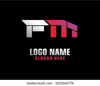 Initial letter F M logo template vector