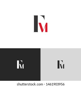 Initial Letter f m uppercase modern logo design template elements. red letter Isolated on black white grey background. Suitable for business, consulting group company.
