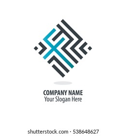 Initial Letter F Maze Concept Design Logo
