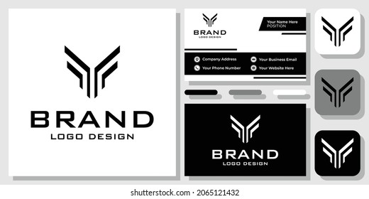 Initial Letter F Mirror Luxury Geometric Balance Classy Logo Design with Business Card Template