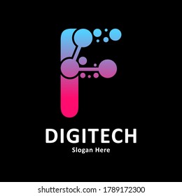 
Anfangsbuchstabe F mit Molekül-Element und Dots-Verbindung Vektorgrafik-Template-Logo. Eignet sich für das Symbol des DNA-Chips des biotechnologischen Moleküls, Medizin, Wissenschaft, Technologie, Labor, Elektronik 