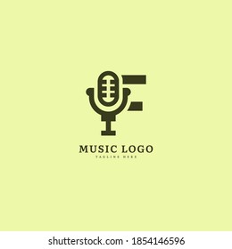 Initial letter F. Music microphone logotype. Elegant music sound logo fit for business and music event. Vector logo design.