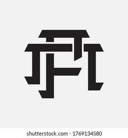Initial letter F, N, FN or NF overlapping, interlock, monogram logo, black color on white background
