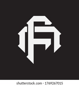 Initial letter F, N, FN or NF overlapping, interlock, monogram logo, white color on black background