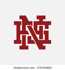 Initial letter F, N, S, FNS, FSN, NFS, NSF, SFN or SNF overlapping, interlock, monogram logo, red color on white background