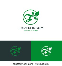 initial letter F natural leaf logo template vector illustration
