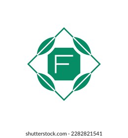 Initial letter F nature leaf emblem logo
