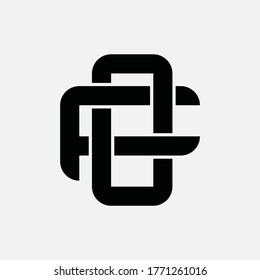Initial letter F, O, FO or OF overlapping, interlock, monogram logo, black color on white background