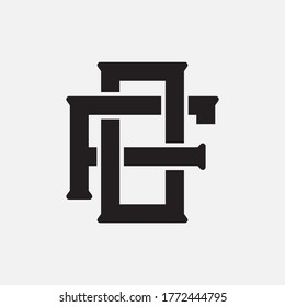 Letra inicial F, O, FO o DE superposición, enclavamiento, logotipo monograma, color negro sobre fondo blanco