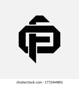 Initial letter F, O, FO or OF overlapping, interlock, monogram logo, black color on white background