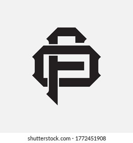 Initial letter F, O, FO or OF overlapping, interlock, monogram logo, black color on white background