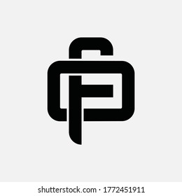 Initial letter F, O, FO or OF overlapping, interlock, monogram logo, black color on white background